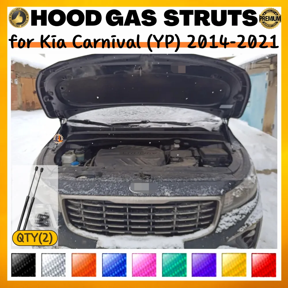 

Qty(2) Hood Struts for Kia Carnival (YP) 2014-2021 Front Bonnet Modify Gas Springs Shock Absorbers Lift Supports Dampers