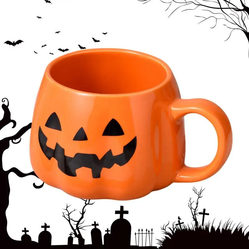 

Halloween Cartoon Pumpkin Ceramic Mug with Handle Pumpkin Ghost Coffee Mug Cute Mug Durable Safe Ceramic Children