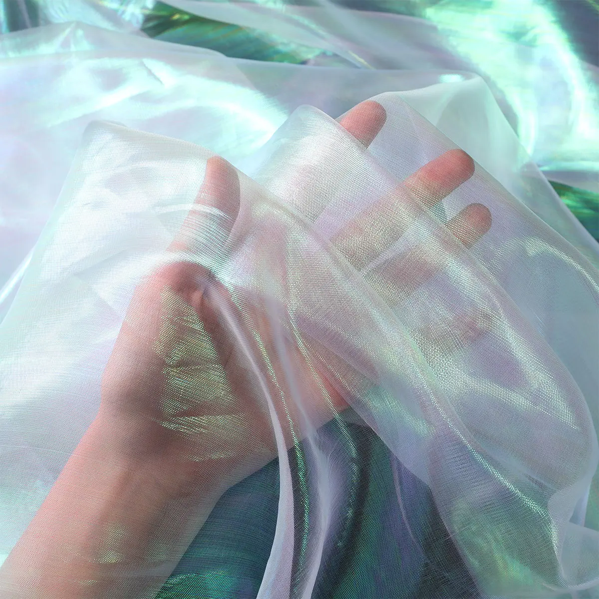 Laser Tulle Fabric Sewing Mesh Cloth DIY Craft Organza Glass Yarn Fluorescent Yarn Silk Chiffon Stage Birthday Party Decors