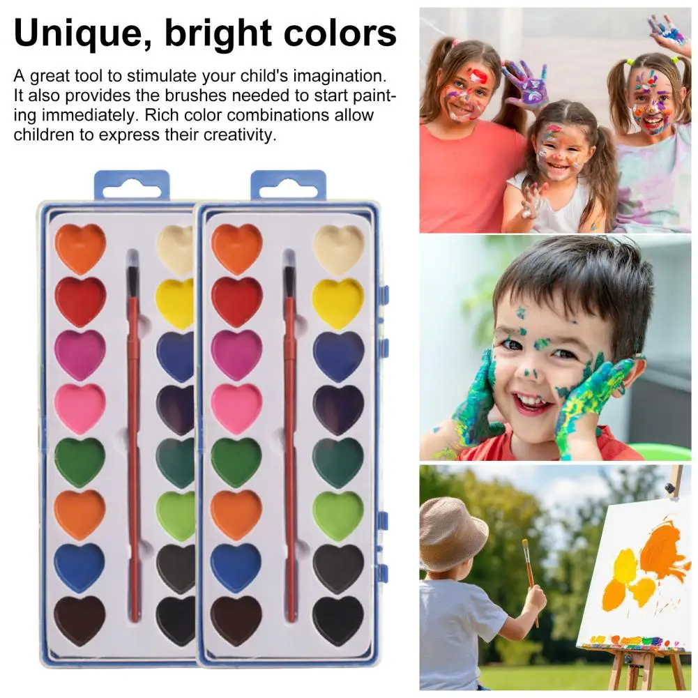 مجموعة ألوان مائية سهلة الاستخدام أطقم ألوان مائية محمولة للأطفال 6/12 قطعة طلاء محاصر قابل للغسل لمرحلة ما قبل المدرسة للأطفال