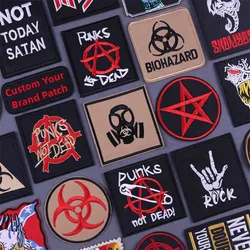 Punk Embroidered Iron on Patches on Clothes Thermoadhesive Hippie Rock Patch for Clothing DIY Embroidery Stickers Appliques