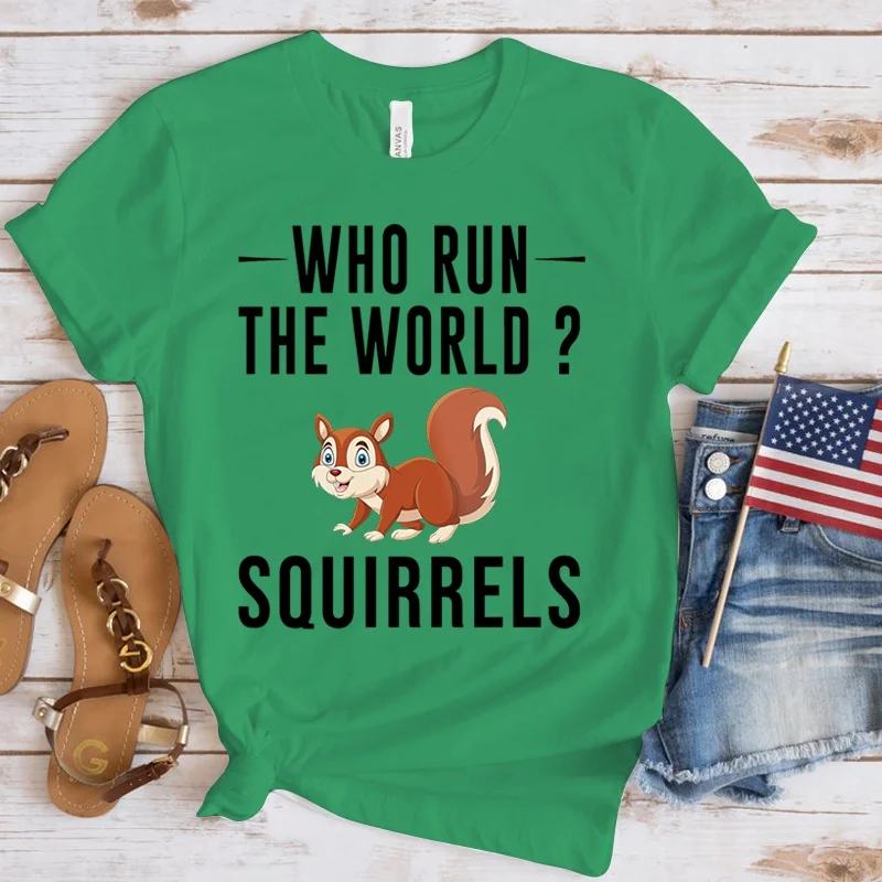 New Squirrels Print T Shirts Women Men Casual Round Neck Tees Top Summer Cool Loose Short Sleeve