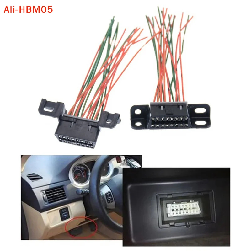 (HB05) 16 Pin Car Computer Detection Universal Connector Main Line Cable Female Extension Connector Obd 2 Adapter Cable