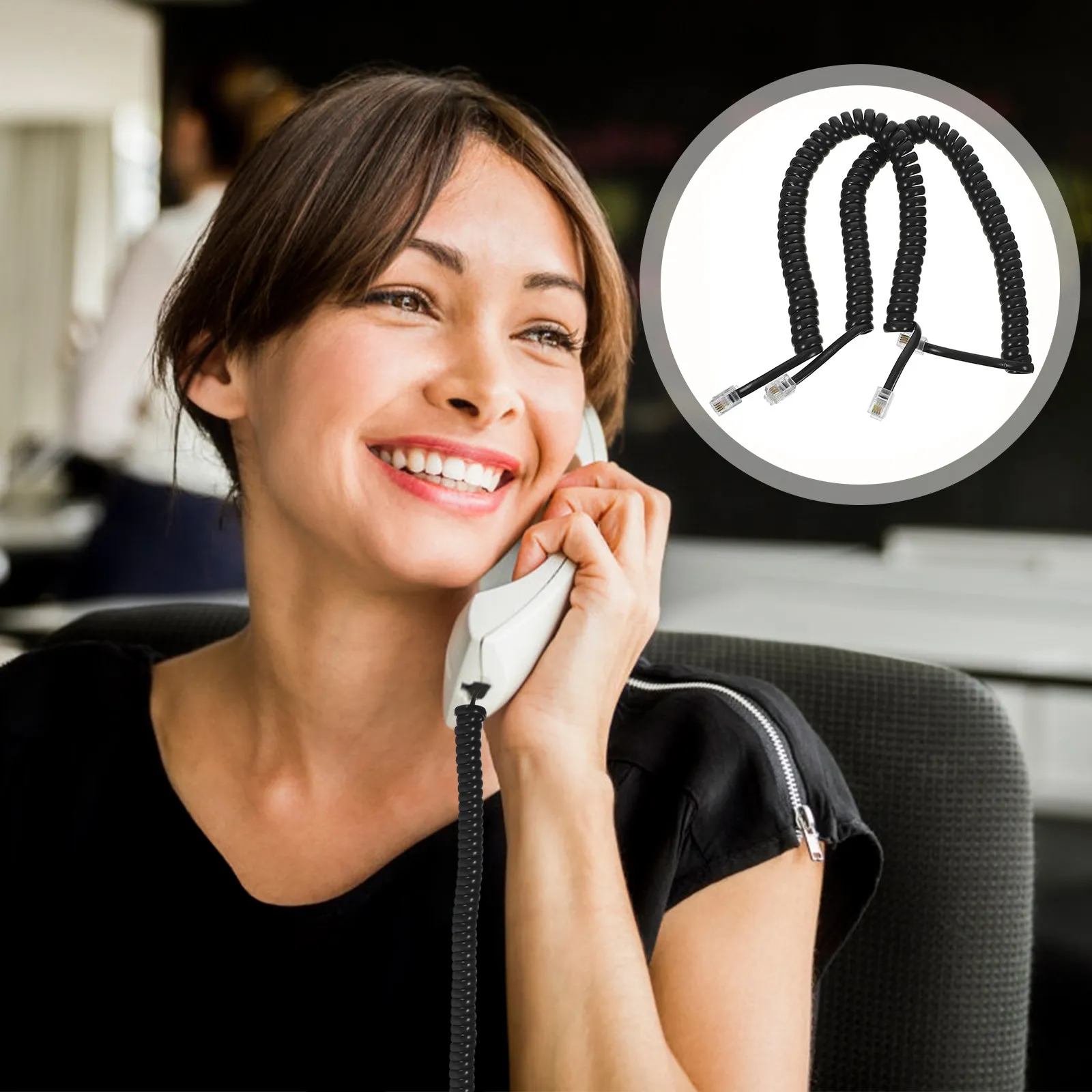 2Pcs Telephone Cord Coiled Phone Cords for Landline Clear Audio Stable Signal Transmission Soft Tangle-Free Long-Lasting