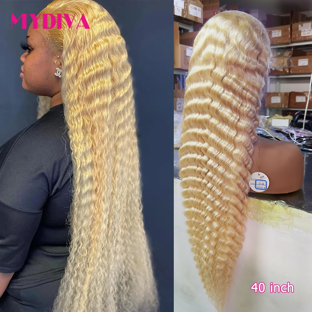 

30 40 Inch 13x6 Lace Frontal Wig 613 Honey Blonde Deep Wave Wig Transparent Lace Pre Plucked 13x4 Human Hair Wig For Women