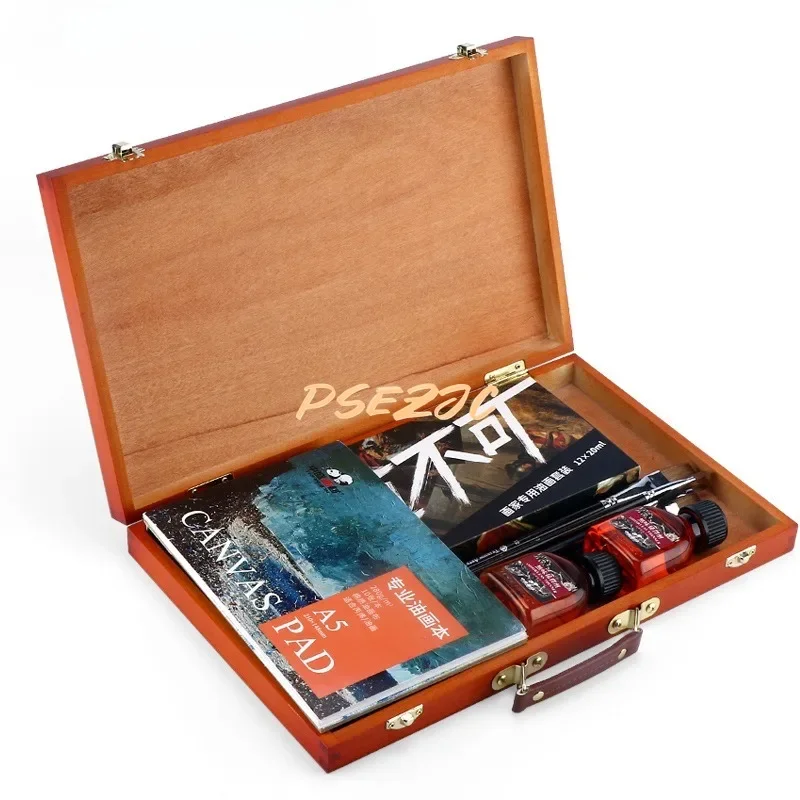 Holz Desktop Box Halter Vintage Farbpalette Multifunktionale Leichte Ölgemälde Box Toolbox Stift Box Malerei Lieferungen