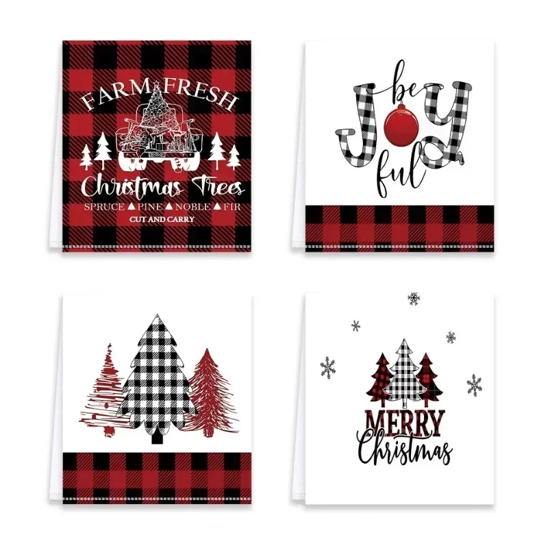 Dish Towel Christmas Kitchen Decoration Microfibre Cloth Home Table Wipe Digital Printed Dish Towel Absorbent Cleaning Cloths