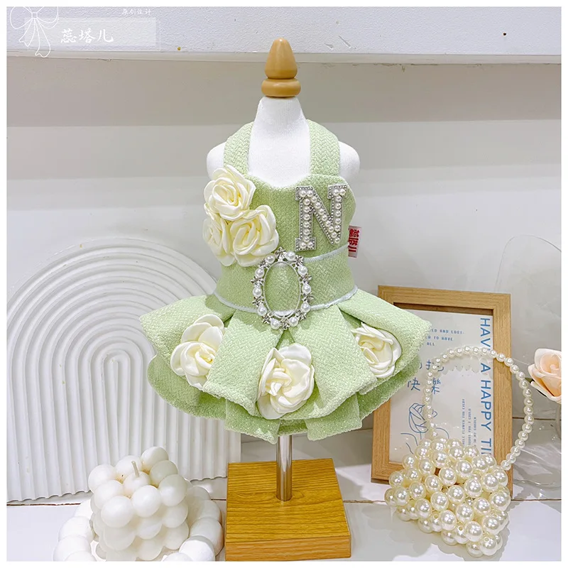 

Осень-зима, новая зеленая одежда для собак Mmatcha, плотное теплое милое платье принцессы для маленьких и средних собак, одежда для щенков, юбки, пудель