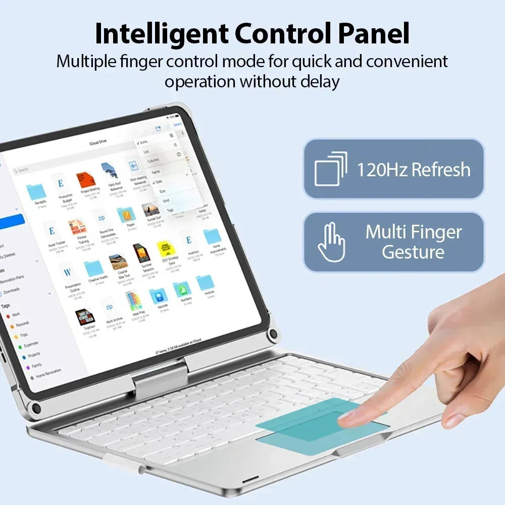 360° Magic Backlit Keyboard Case for IPad Air11/13 2024 M2, Pro13/11 2024 M4 Pro12.9 10Gen 10.9,iPad Cover for Air4 Air5 Air3
