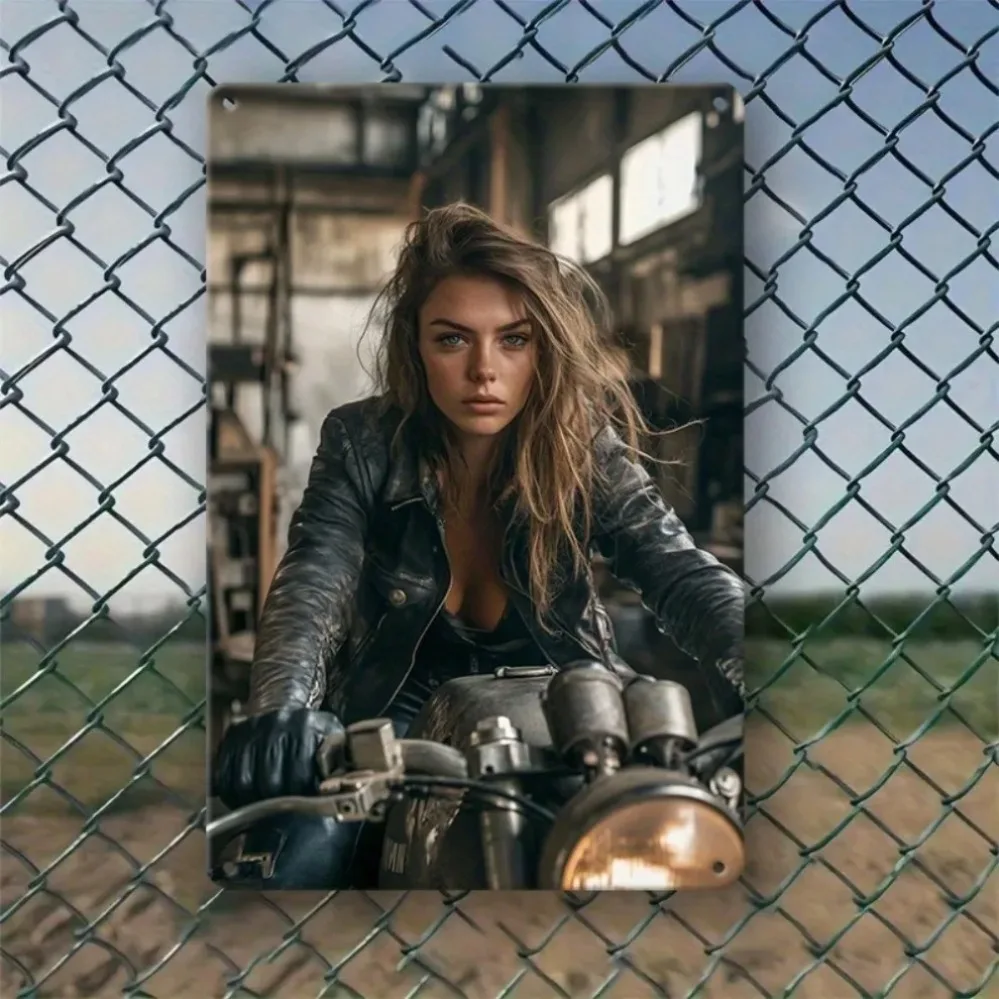 

Vintage Motorcycle Metal Wall Art Sign 8x12 Inch with Pre-Drilled Holes for Home Bar Garage Cafe