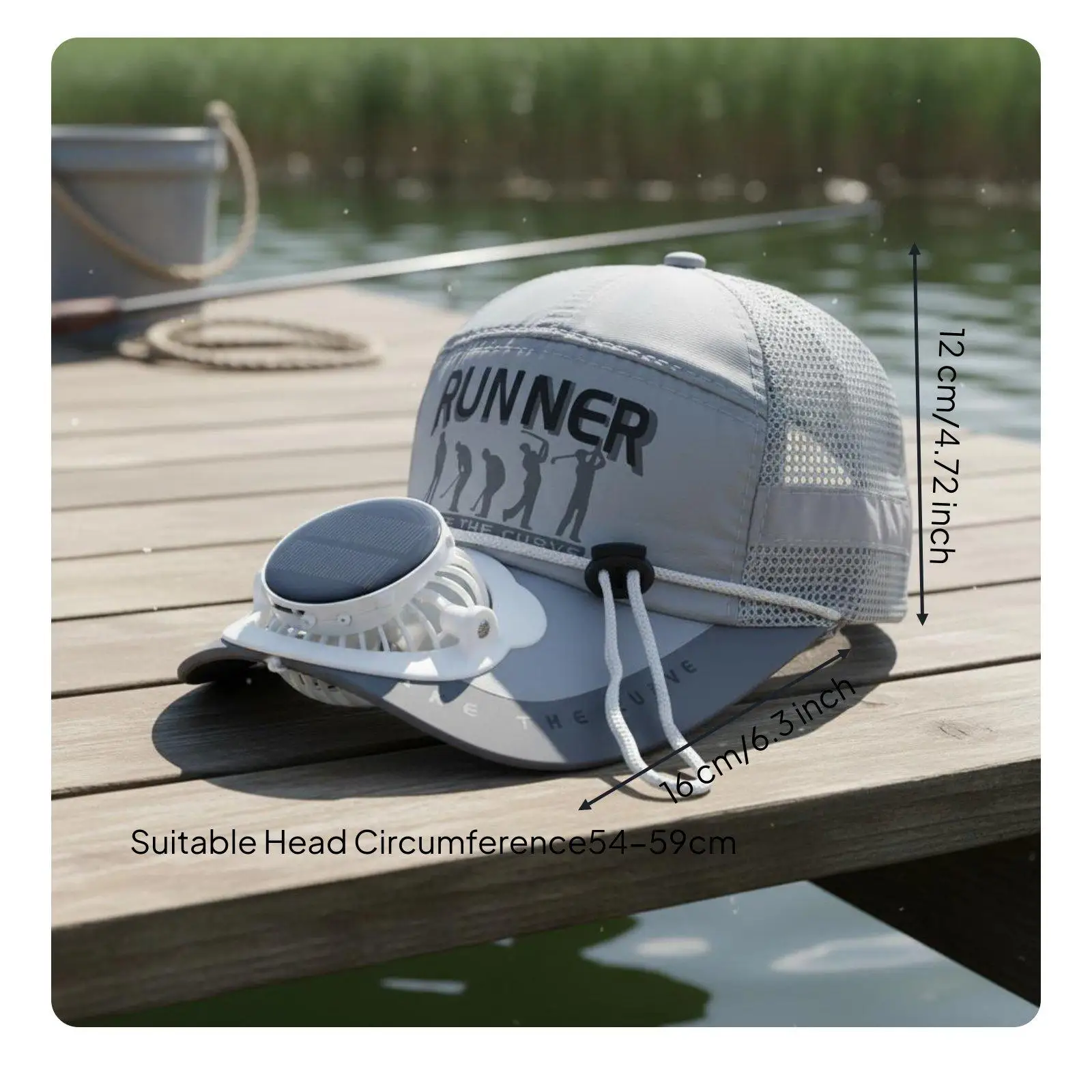 Solar Fan Cap Lighted Display Solar Fan Hat 360 Degree Rotation for Anglers