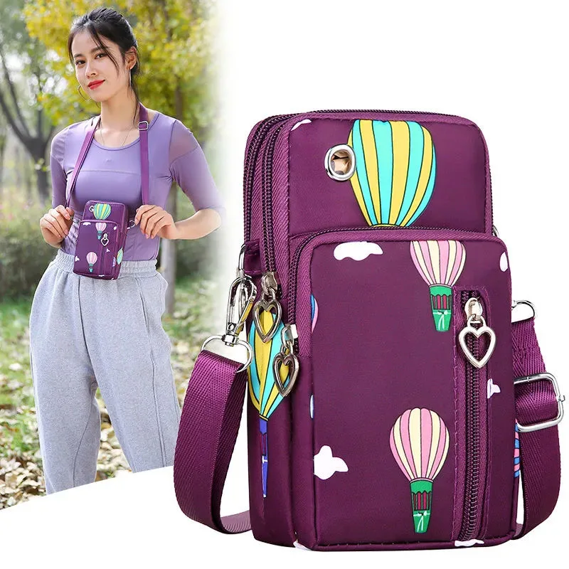 Mobile Phone Bag Women's Multi-functional Walking Bag One Shoulder Bag Mobile Phone Coin Wallet Outdoor Running Arm Bag