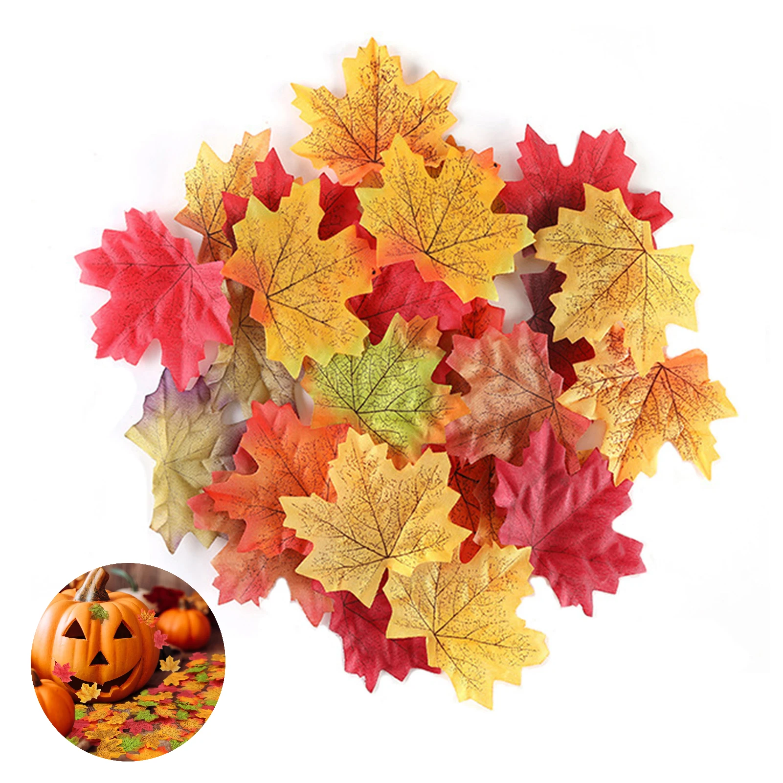 200/1000Pcs Artificial Silk Maple Leaf Autumn Fake Leaves Garland Maple Leaves Thanksgiving Halloween Wedding Party Decor