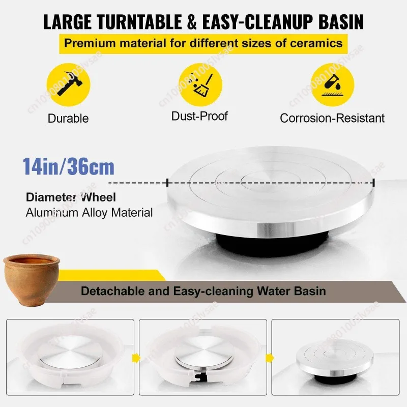 450W Pottery Forming Machine 36cm Pottery Wheel Ceramic Machine With Foot Pedal Pottery Wheel For DIY Clay Art Craft 220V/110V