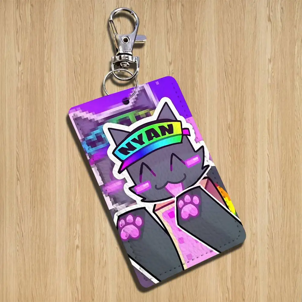 cute Rainbow Alien Nyan Cat Keychain Holder Suitable For Subway Bank Card Bus Card Badge Holder Wallet Card Textured pattern image 6