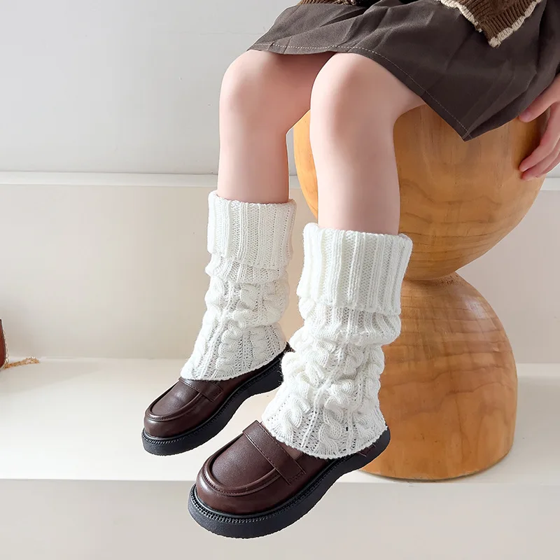 New Children Girl Leg Warmers Lolitas style Twist Knitted Socks Kids Warm Foot Cover Sweet Spring Autumn Cosplay Heap Heap Socks