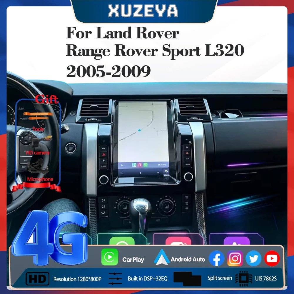 Android 13 for Rang Rover Sport L320 2005-2009 GPS Navigation Radio Carplay 4G Multimedia Player 360