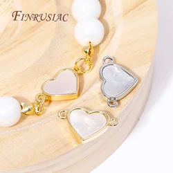 Fashion 18K Gold Plated Inlay Natural Shell Heart Connect Charms Pendants High Quality DIY Jewelry Making Accessories For Women