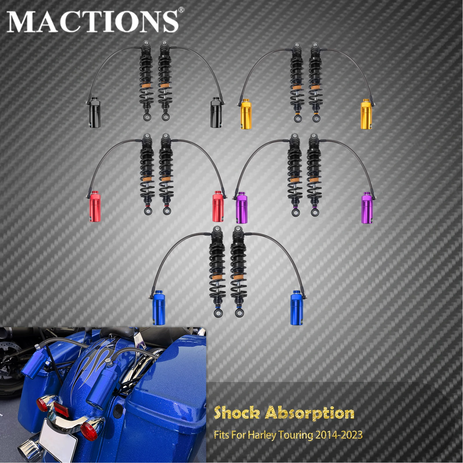

Motorcycle Remote Reservoir Rear Suspension Shocks Absorbers For Harley Touring Road Electra Street Glide Road King FLH 2014-Up
