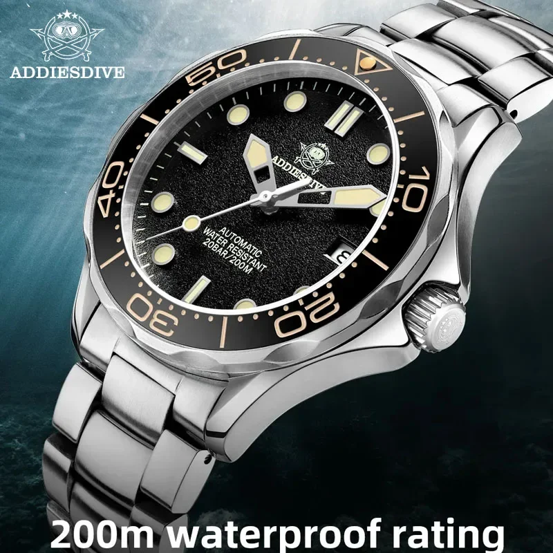 ADDIESDIVE AD2106 Automatic Mechanical Watch for Men StainlessSteel NH35 Sapphire 200m Diver Business Watches relogio masculino