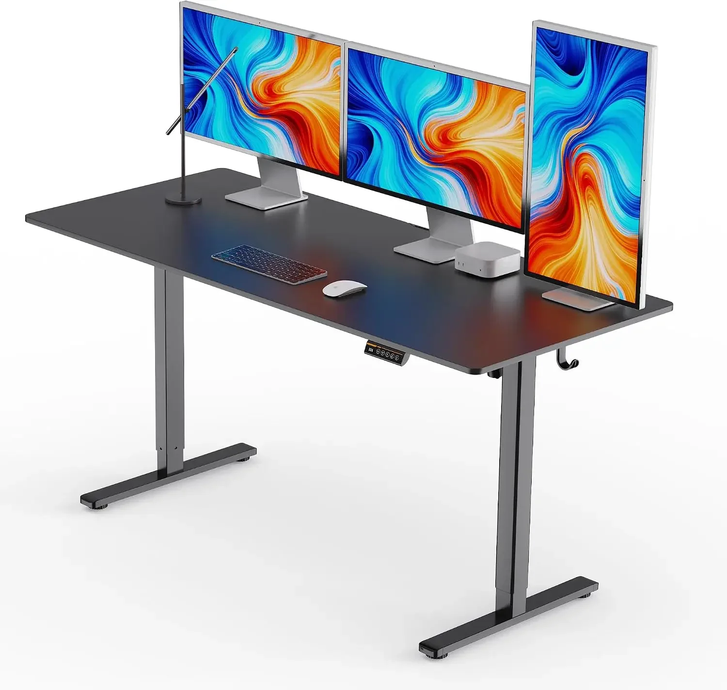 55x28Inch Electric Standing Desk, Four-Leg Adjustable Office Desk Black | 3 height memory presets, 28.3-46.5 in adjustment