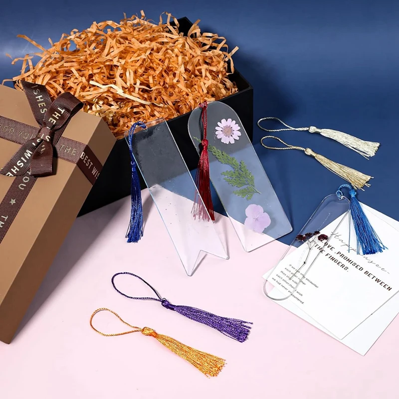Handcrafted Bookmark Creation Kit: 5 Silicone Molds And 20 Tassels For Resin Crafting