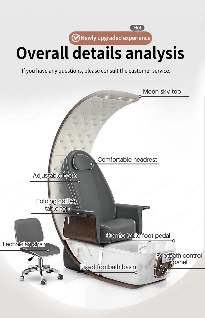 Luxuriöser Elektrischer Rückenmassage-Pedikürestuhl mit Fußbad Nagelstudio-Stuhl für SPA Maniküre Freizeitclub-Möbel – Detail 6
