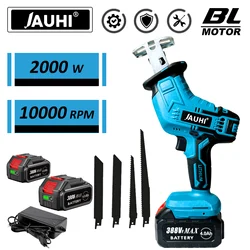 JAUHI Brushless Cordless Electric Reciprocating Saw Electric Saw Variable Speed Metal Wood Cutting Tool For Makita 18v Battery