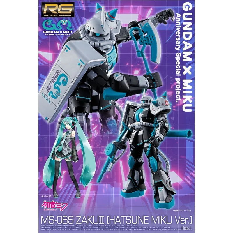 Zestaw Bandai w magazynie Oryginalny PB Limited RG MS-06S ZAKUⅡ[HATSUNE MIKU Ver.] Figurki akcji anime, zabawki, kolekcjonerskie modele, prezent