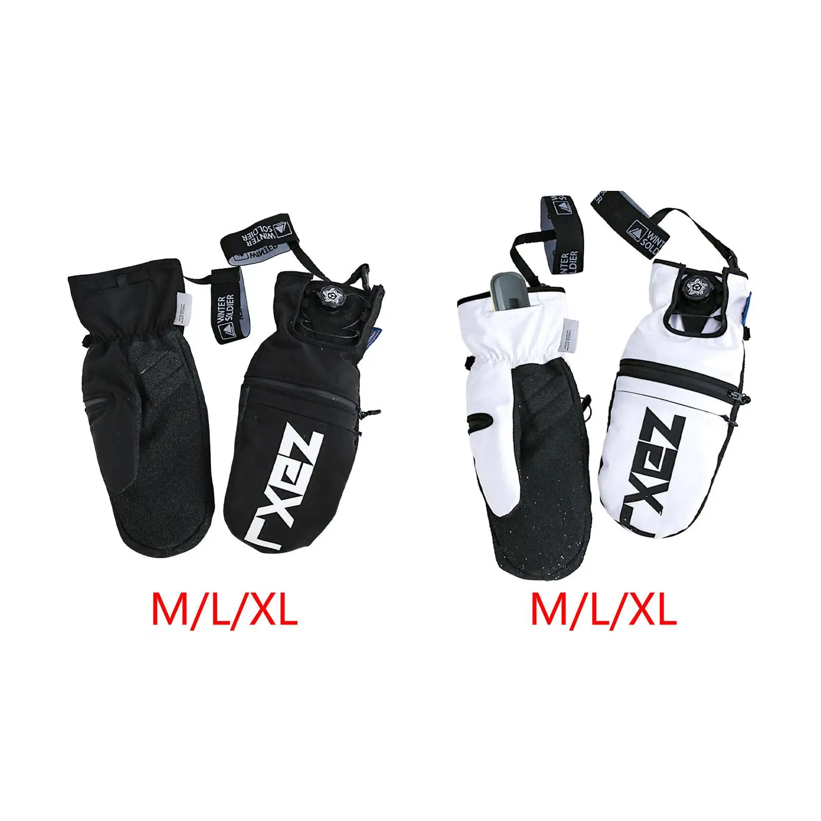 Winter Ski Gloves Zipper Versatile Winter Gloves for Running Skiing Skating