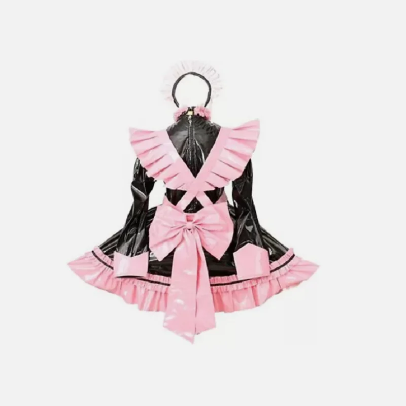 Sissy Girl Maid Black PVC Lockable Dress cosplay costume Customiza