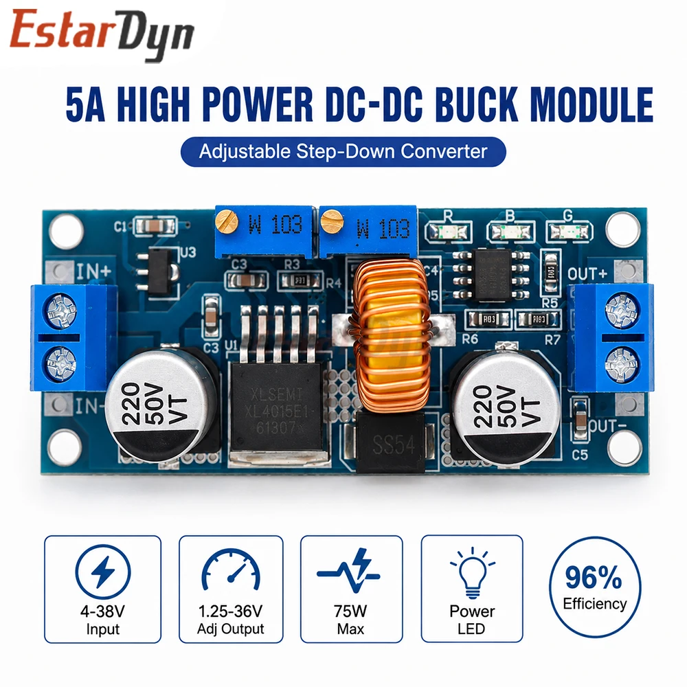 Estardyn XL4015 5A CC CV DC-DC Step Down Buck Converter Lithium Battery Charger Power Supply Module 6-38V to 1.25-36V