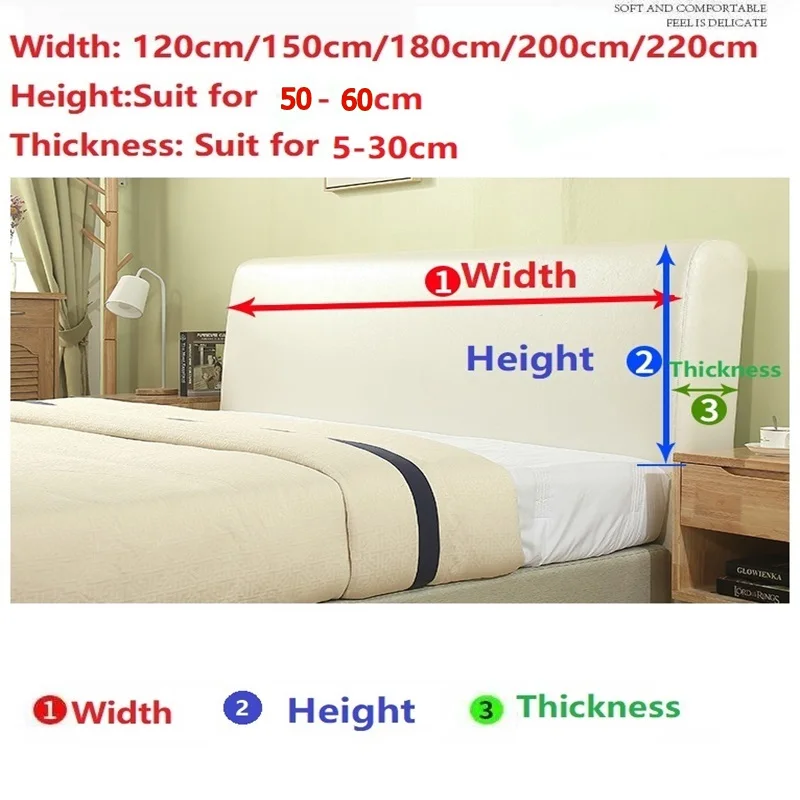 All-inclusive Jacquard Head Cover Warm Winter Headboard Cover Solid Color Bed Back Dust Protector Cover Universal Bed Back Cover