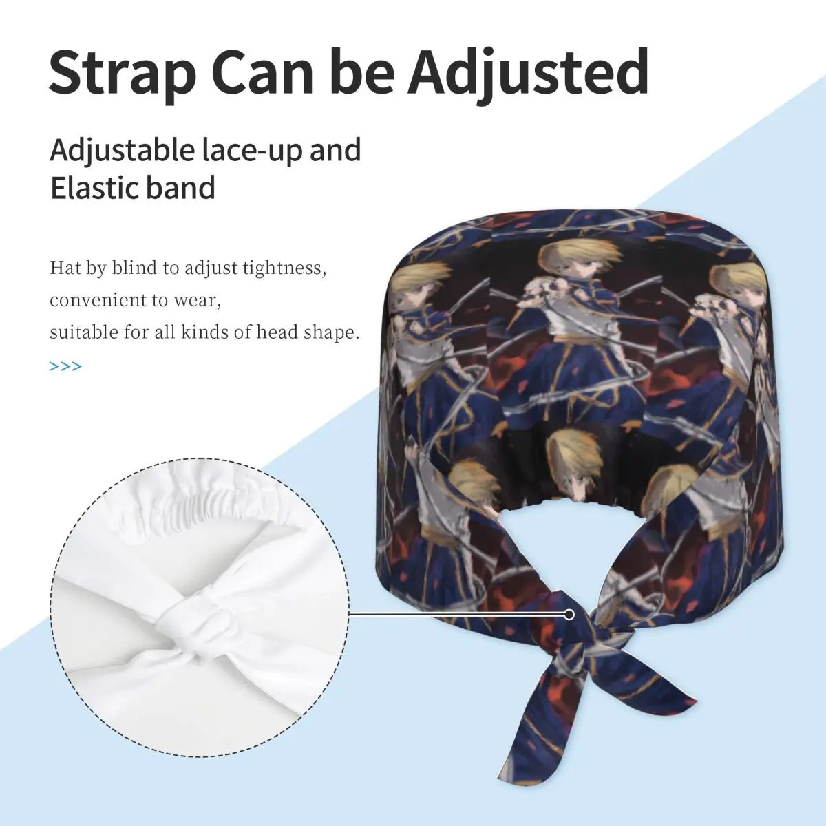 Anime HXH Hunter X Hunter Kurapika Scrub Hat Doctor Working Surgical Cap Men Women Adjustable Nursing Caps for Dentist