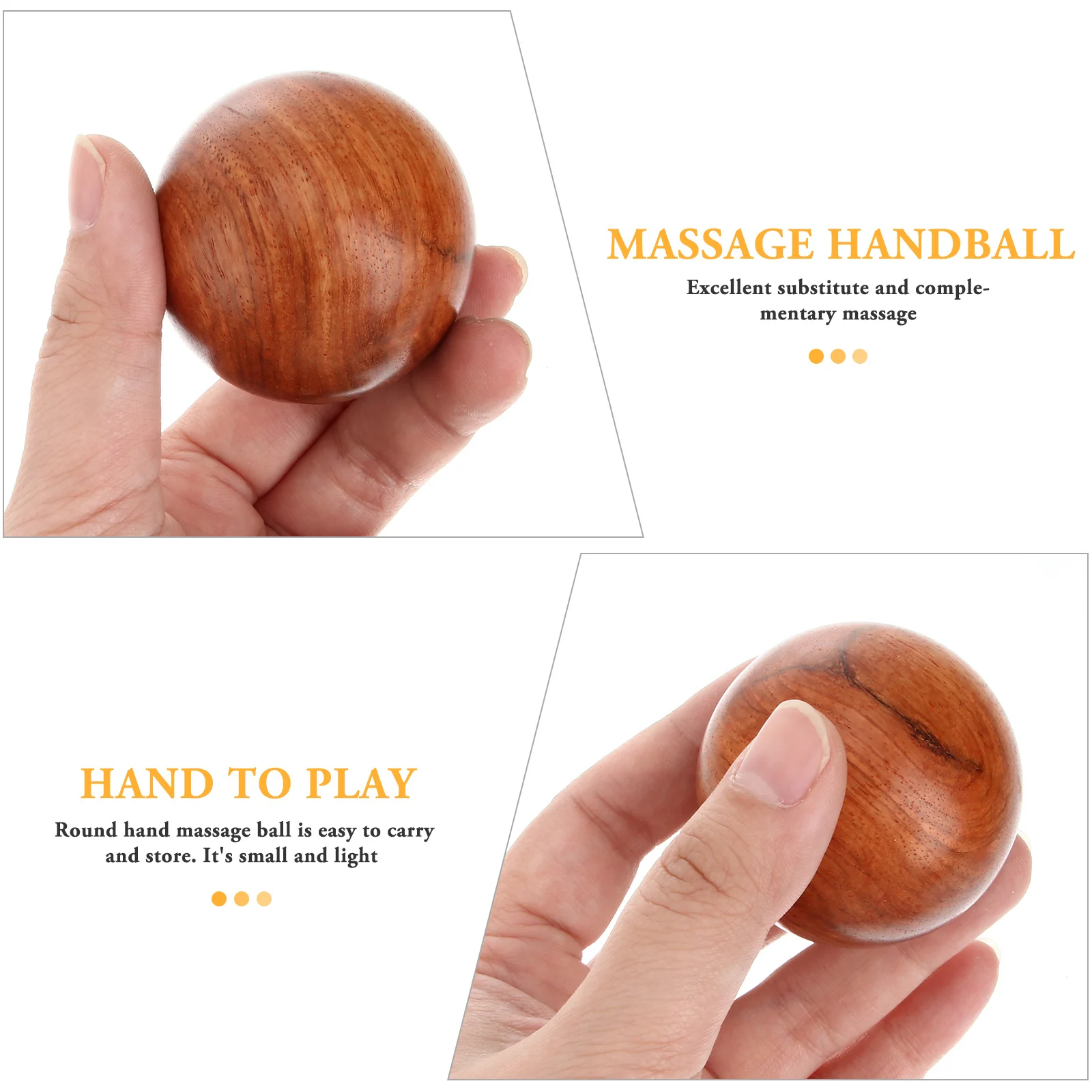 2 Pcs Massage Handball Balls Wood Training Round to Stretch Rolling Massagers Roller for Blood Circulation