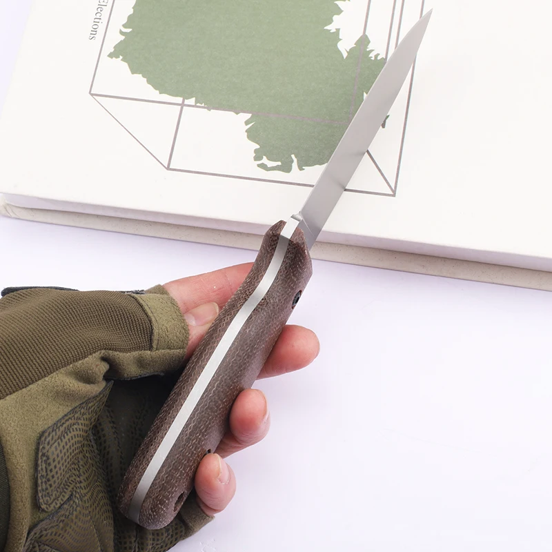 New DC53 blade linen handle integrated steel outdoor camping hunting fishing survival bag fruit EDC tool gift knife