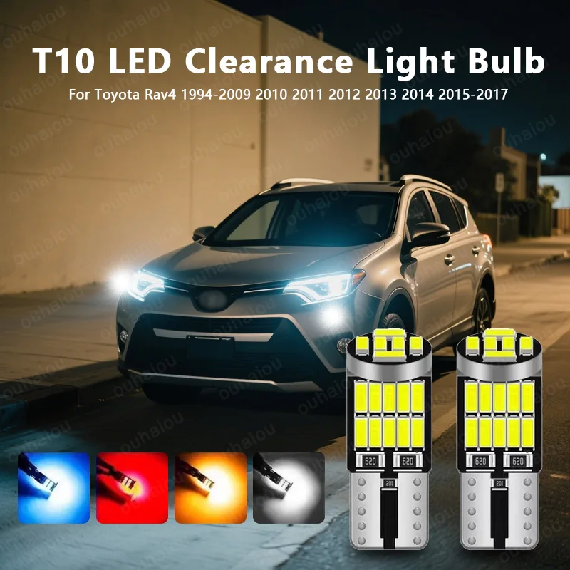 

2pcs Canbus For Toyota Rav4 1994-2009 2010 2011 2012 2013 2014 2015-2017 T10 W5W LED Clearance Side Marker Parking Lights Bulbs