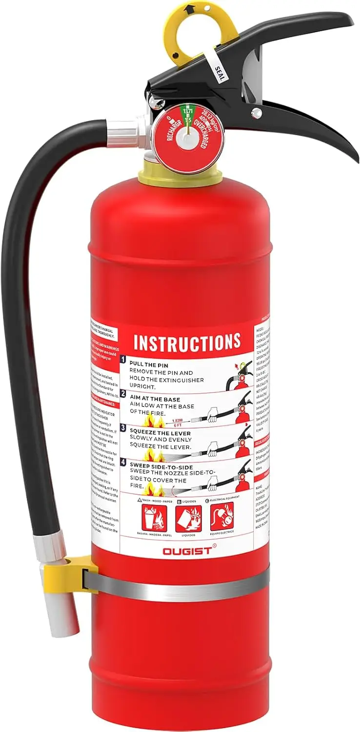 5 lb ABC Dry Chemical Fire Extinguisher, 2-A:10-B:C Rated for Home, Office, Vehicle, Electrical & Grease Fires, Model FF2KG