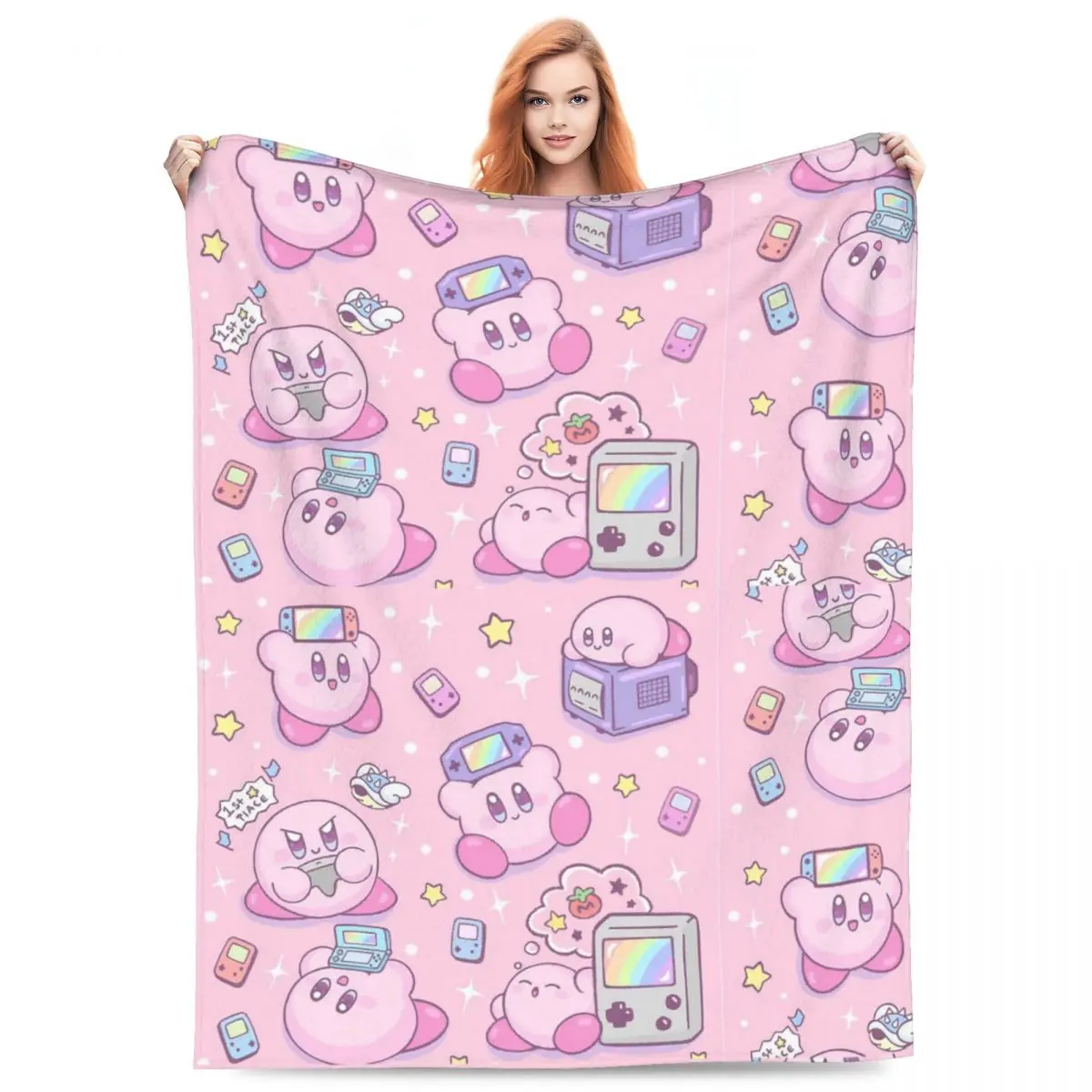 

Kirbys Gamer Blankets Fuzzy Funny Warm Throw Blanket for Bed Sofa Spring/Autumn