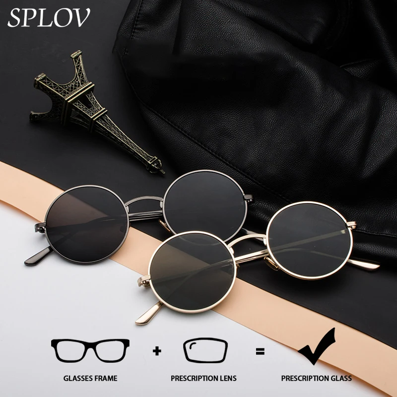 SPLOV Round Frame Women's Prescription Sunglasses Professional Customized Polarized Progressive Lens Prescription Glasses Men
