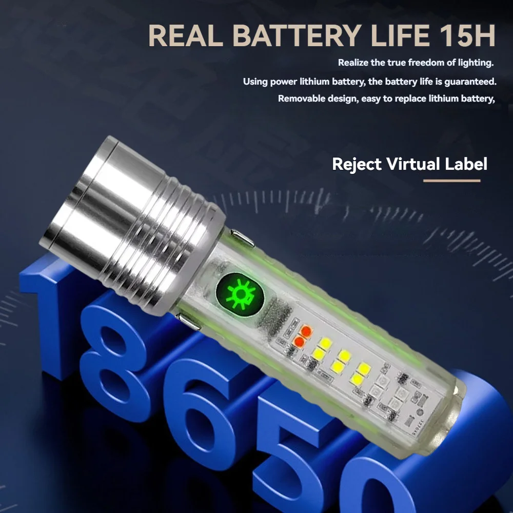 Super Bright LED Flashlight Rechargeable Spotlight Lamp High Power Tactical Torch Waterproof Lantern Outdoor Emergency LED Light