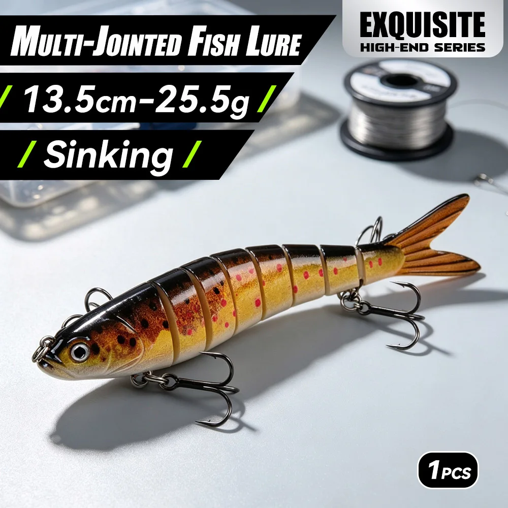 1pcs Multi Jointed Fishing Lure 13.5cm 25.5g Slow Sinking Bionic Segmented Bait Wobble Tackle for Freshwater Saltwater Pesca