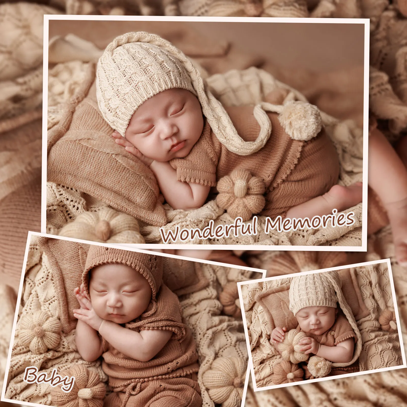 0-1 شهر الوليد التصوير الدعائم اكسسوارات جميلة موضوع الهالوين محبوك الزي مع قبعة النوم ولعبة اليقطين لاطلاق النار #5