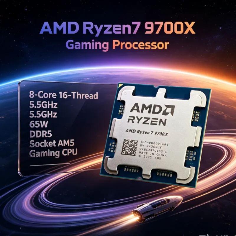 AMD Ryzen 7 9700X 8-Core 16-Thread L3=32M 65W without fan Socket AM5 DDR5 3.8GHz PCIe 5.0 4NM Up to 5.5GHz CPU for Desktop PC