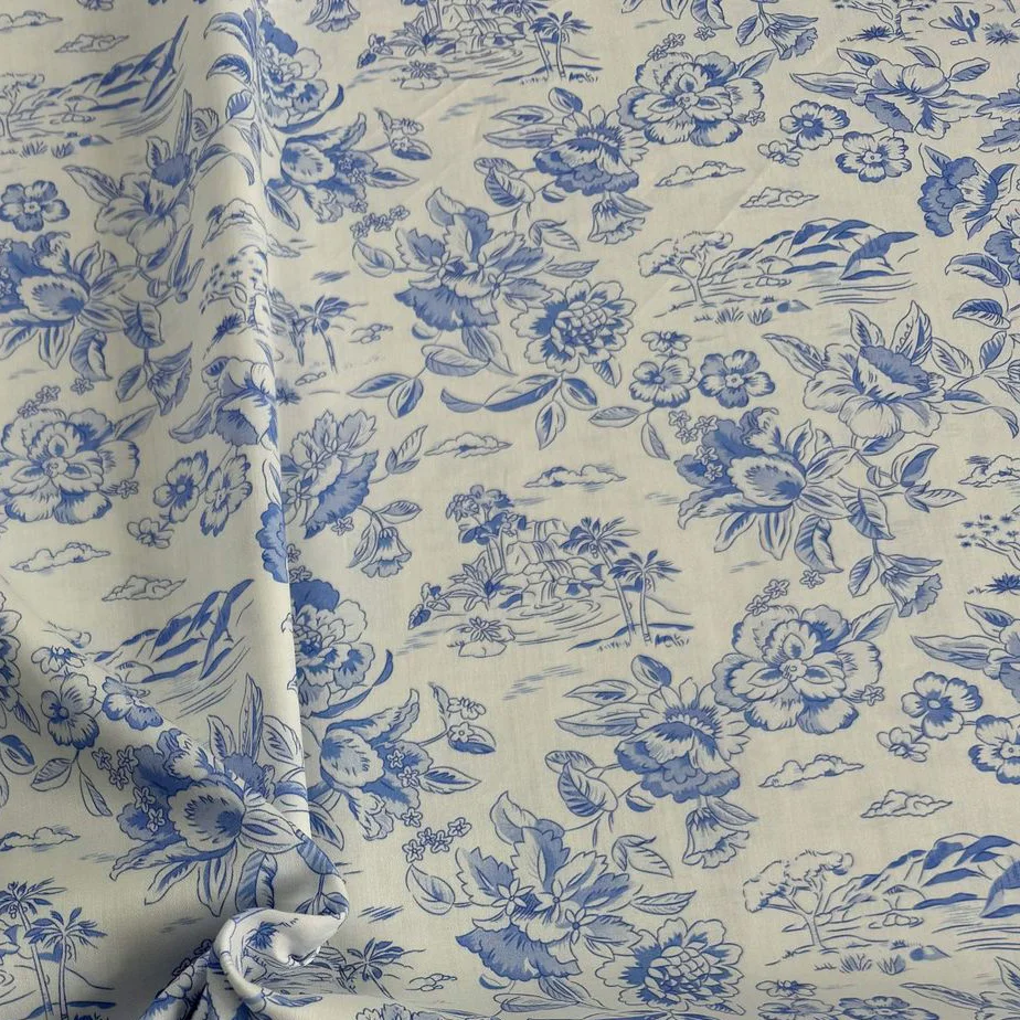 فستان من نسيج الساتان المطبوع عالي الكثافة من القطن 80 قطعة، فستان نسائي، نسيج ملابس مصنوع يدويًا