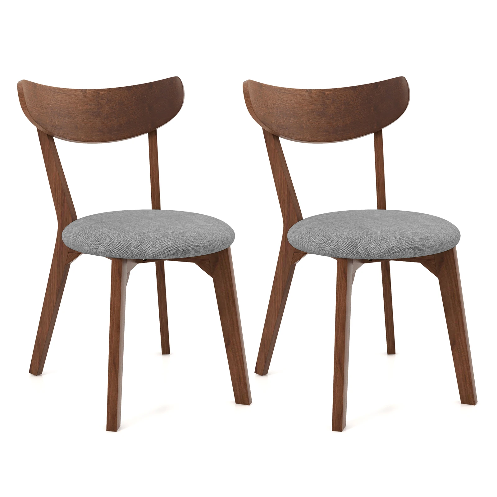 2 Pcs Dining Chair Upholstered Curved Back Side Chair with Solid Wooden Legs