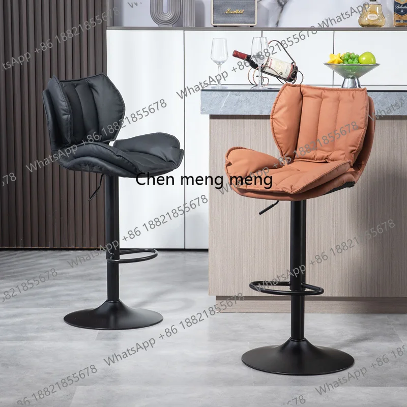 

zKOffice Accent Bar Chairs Designer High Bedroom Minimalist Nordic Leather Bar Chairs Swivel Adjustable Bancos