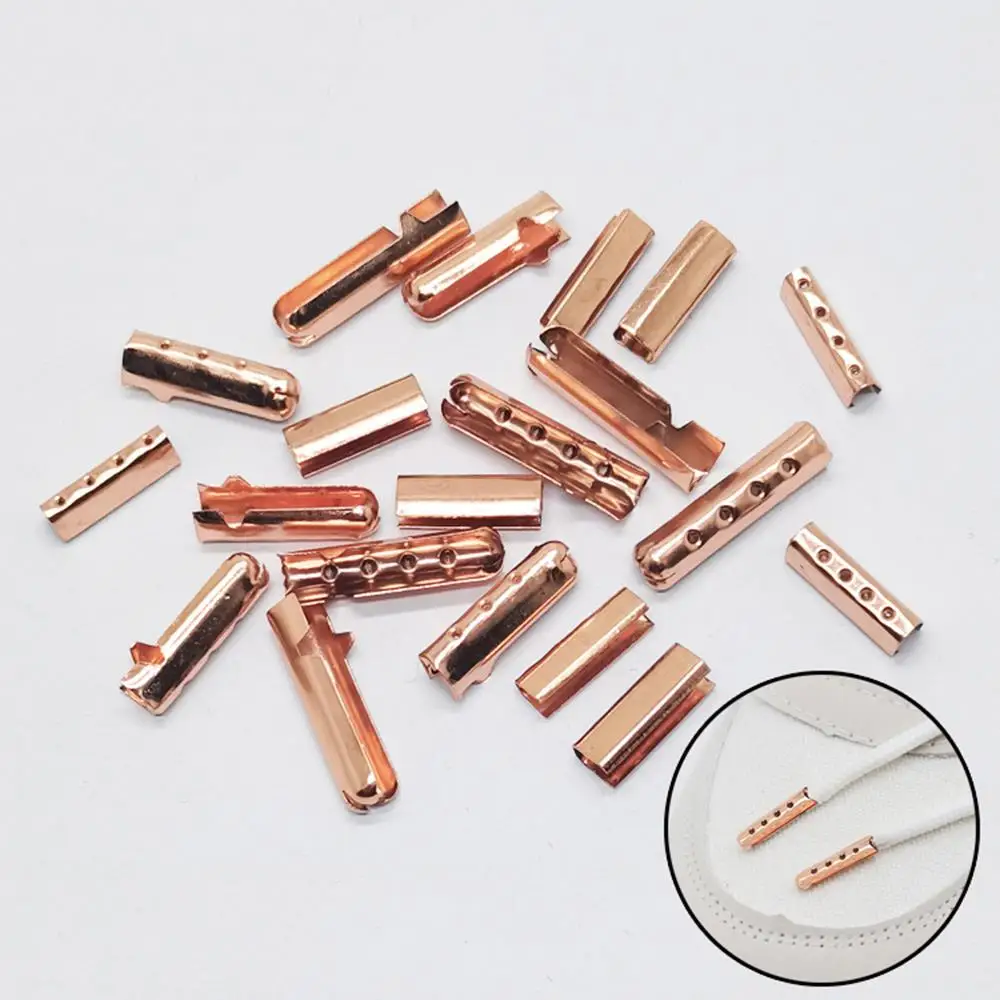 

Rose Gold Shoe Lace Tips 100Pcs Shoelace Head Replacement For Shoestrings Bullet Aglets Tip Metal Shoes Accessories Wholesale
