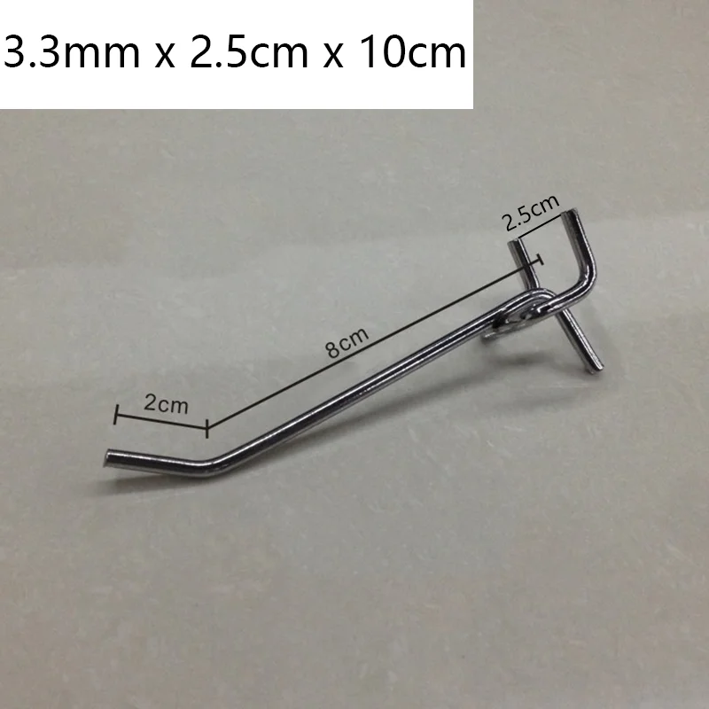 50 Stuks Koolstofstaal Pegboard Haken 3.3mm Wire-wrap Board Zilver Gat Plaat Garage Werkplaats Opslag display Opknoping Tool