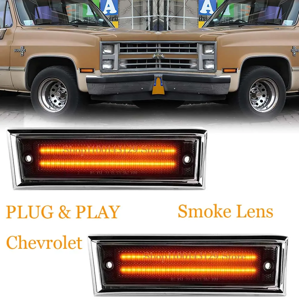 

For 1981-1991 Chevrolet Suburban C10 C20 K10 K20 R10 R1500 R20 R2500 V10 V1500 V2500 Truck Front Amber LED Side Marker Lights